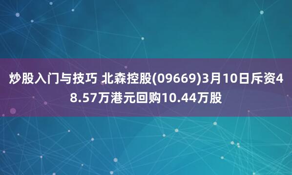 炒股入门与技巧 北森控股(09669)3月10日斥资48.57万港元回购10.44万股